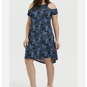 Torrid Her Universe Marvel Avengers Blue Cold Shoulder Dress 2 (18/20) EUC